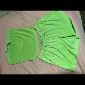 Y2K Two Piece Green TerryCloth Set